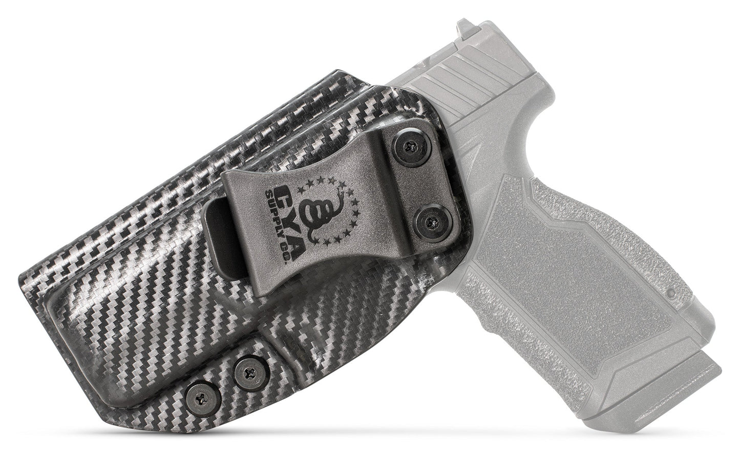 CYA Holster in carbon steel color on a black Taurus GX4XL